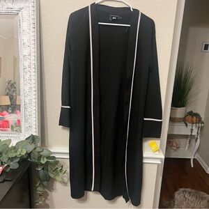 Black Longline HAVE Cardigan with White Trim small